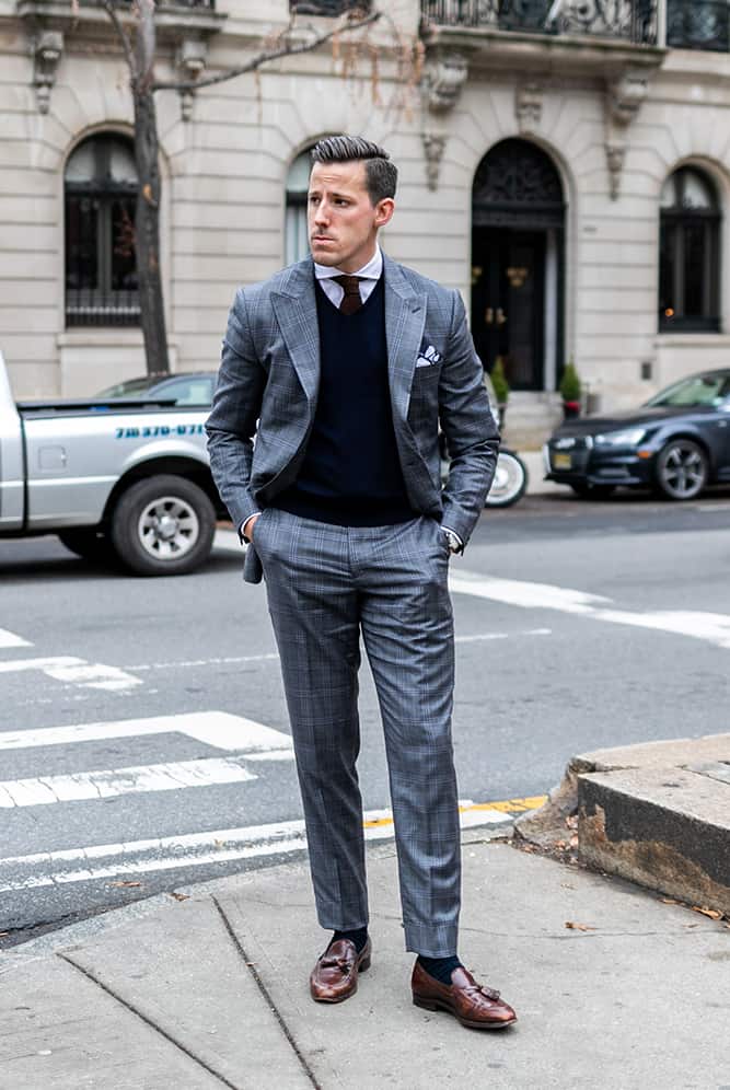 suit with sweater vest
